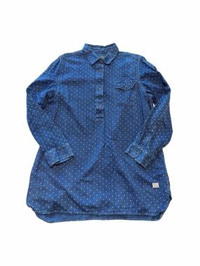 Lauren Ralph Lauren Polka Dot Top Sz XL Popover Tunic Coastal Nautical Classic